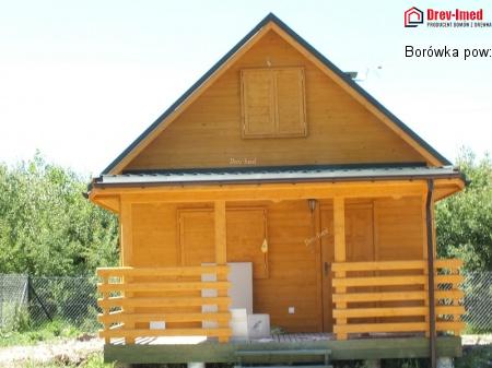 Dom drewniany Borówka pow: 25m2 przy podstawie + taras zadaszony 12,50 m2
